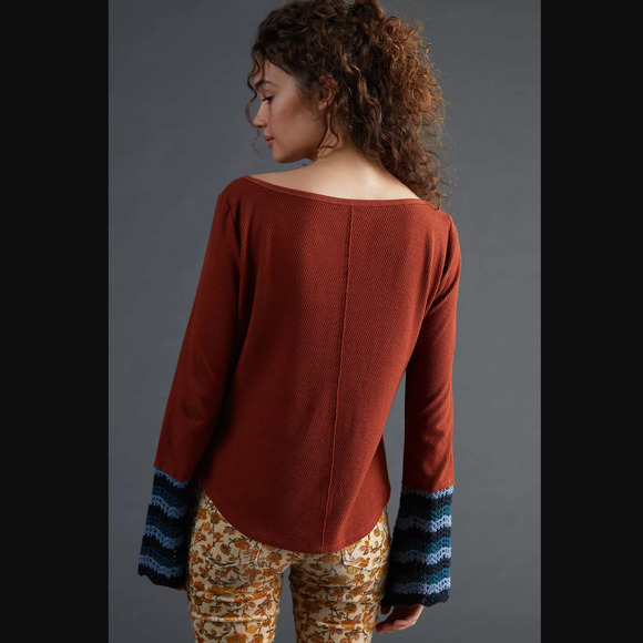 Anthropologie Cuffed Crochet Long Sleeve Top - New - Medium - Picture 4 of 5